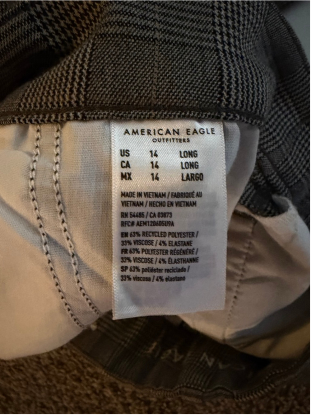 Women's American Eagle Gray Plaid Wide Leg Trousers Size 14
196 - Picture 8 of 9